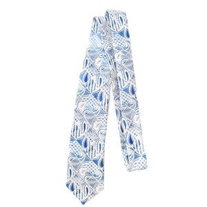 Stacy Adams Vintage Blue Silver Gray & White Neck Tie Business Casual